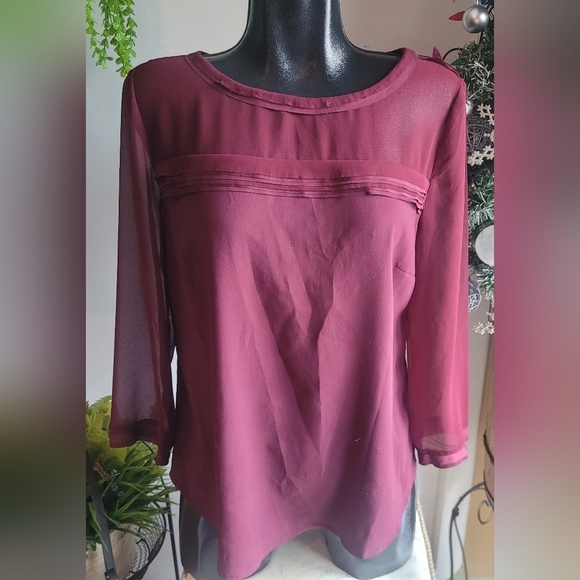 Ann Taylor Burgundy Blouse Size 10 - Picture 1 of 7